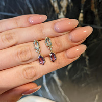 3.31&nbsp;Ct.Tw.Total Carat Weight Purple Amethyst and Green Prasiolite Pave Earrings, 14K Yellow Gold Life Style