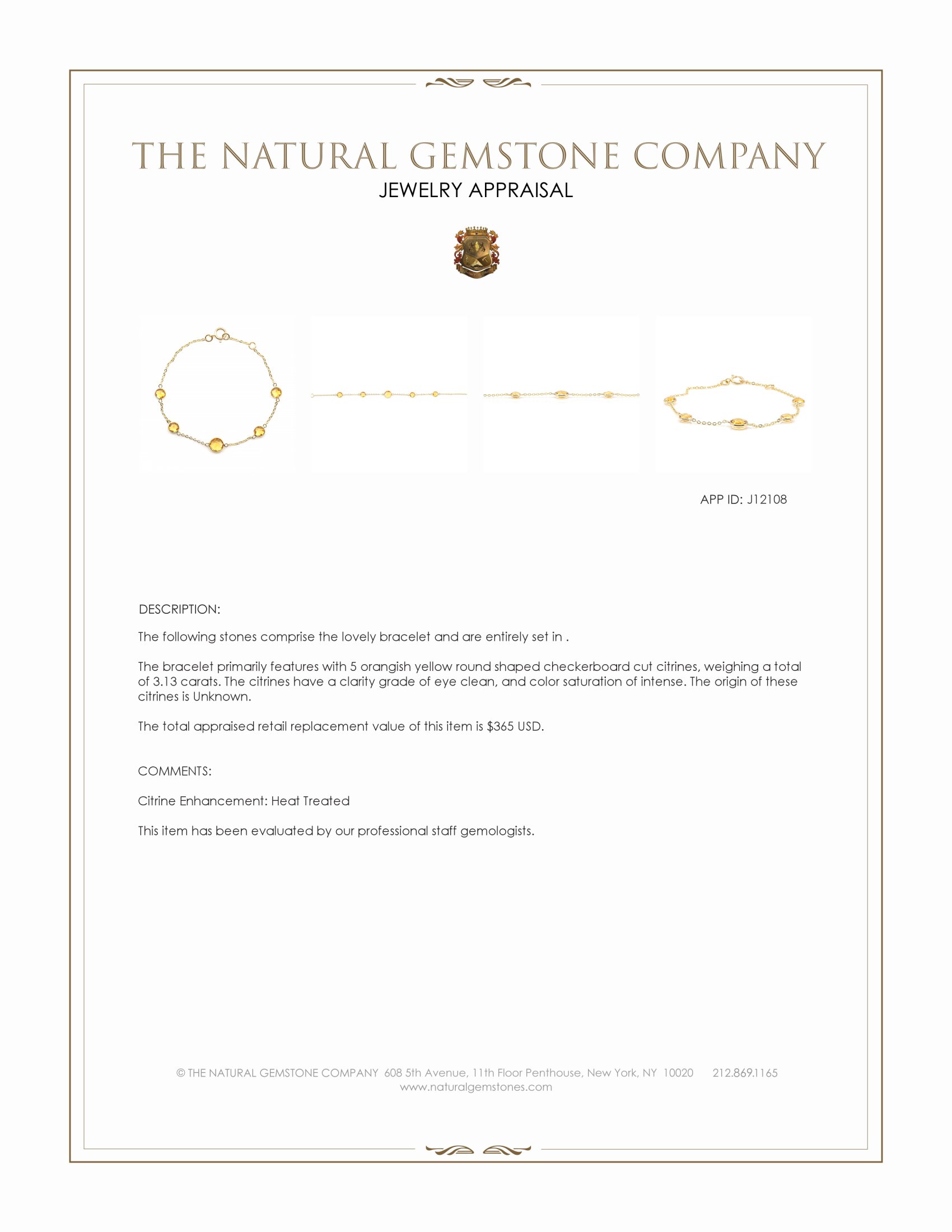1.98 Ct.Tw. Orangish Yellow Citrine Bezel Bracelet, 10K Yellow Gold