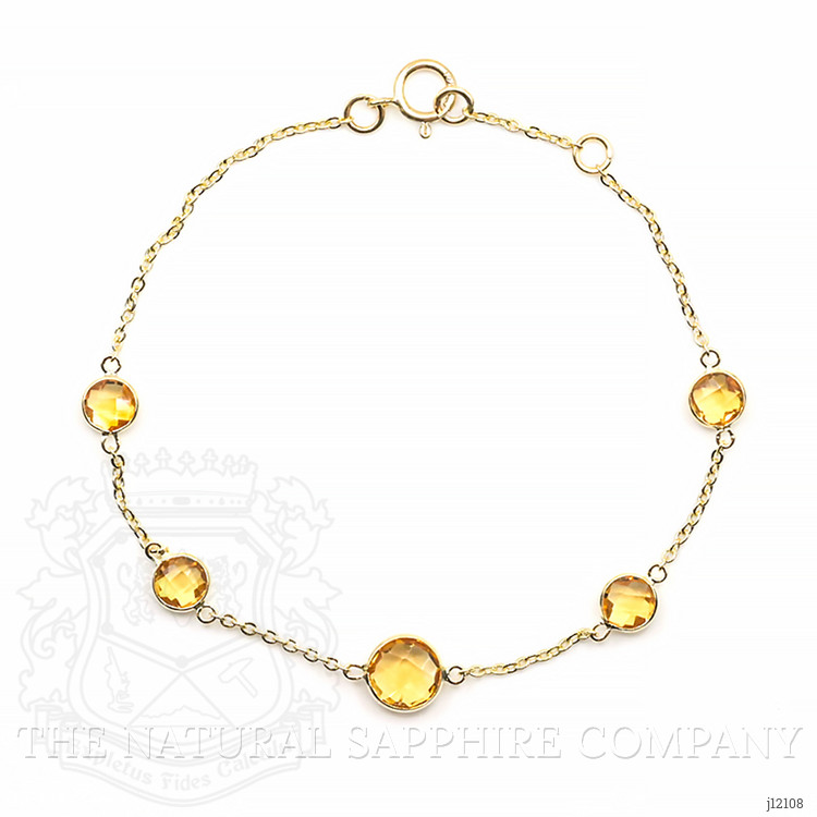 3.13 Ct.Tw. Orangish Yellow Citrine Bezel Bracelet, 10K Yellow Gold