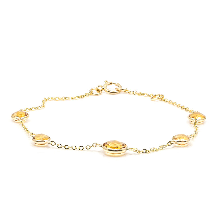 3.13 Ct.Tw. Orangish Yellow Citrine Bezel Bracelet, 10K Yellow Gold