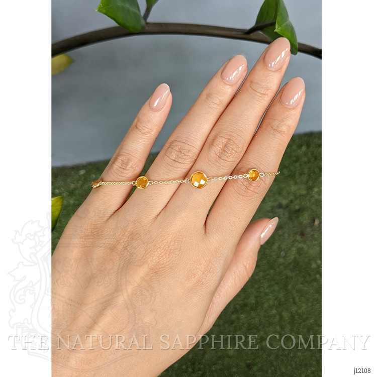 3.13 Ct.Tw. Orangish Yellow Citrine Bezel Bracelet, 10K Yellow Gold