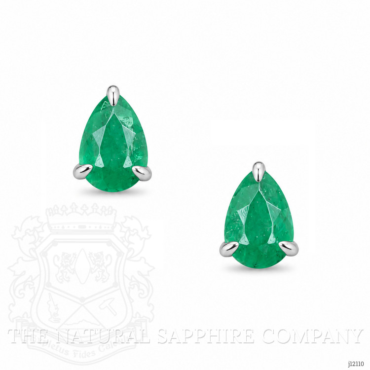0.79 Ct.Tw. Emerald Studs Earrings, 14K White Gold