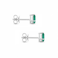 0.79 Ct.Tw.Total Carat Weight Emerald Studs Earrings, 14K White Gold Image