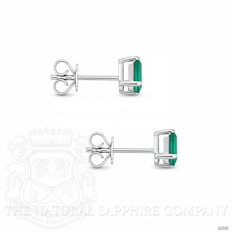 0.79 Ct.Tw. Emerald Studs Earrings, 14K White Gold