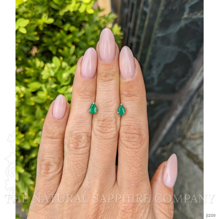 0.79 Ct.Tw. Emerald Studs Earrings, 14K White Gold