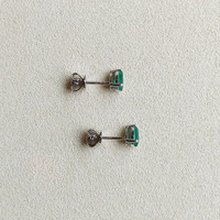 0.79 Ct.Tw.Total Carat Weight Emerald Studs Earrings, 14K White Gold Life Style