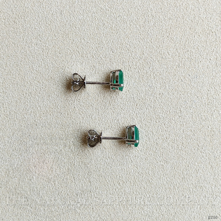 0.79 Ct.Tw. Emerald Studs Earrings, 14K White Gold