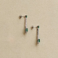 1.38 Ct.Tw.Total Carat Weight Emerald and Natural Diamond Pave Earrings, 14K White Gold Life Style