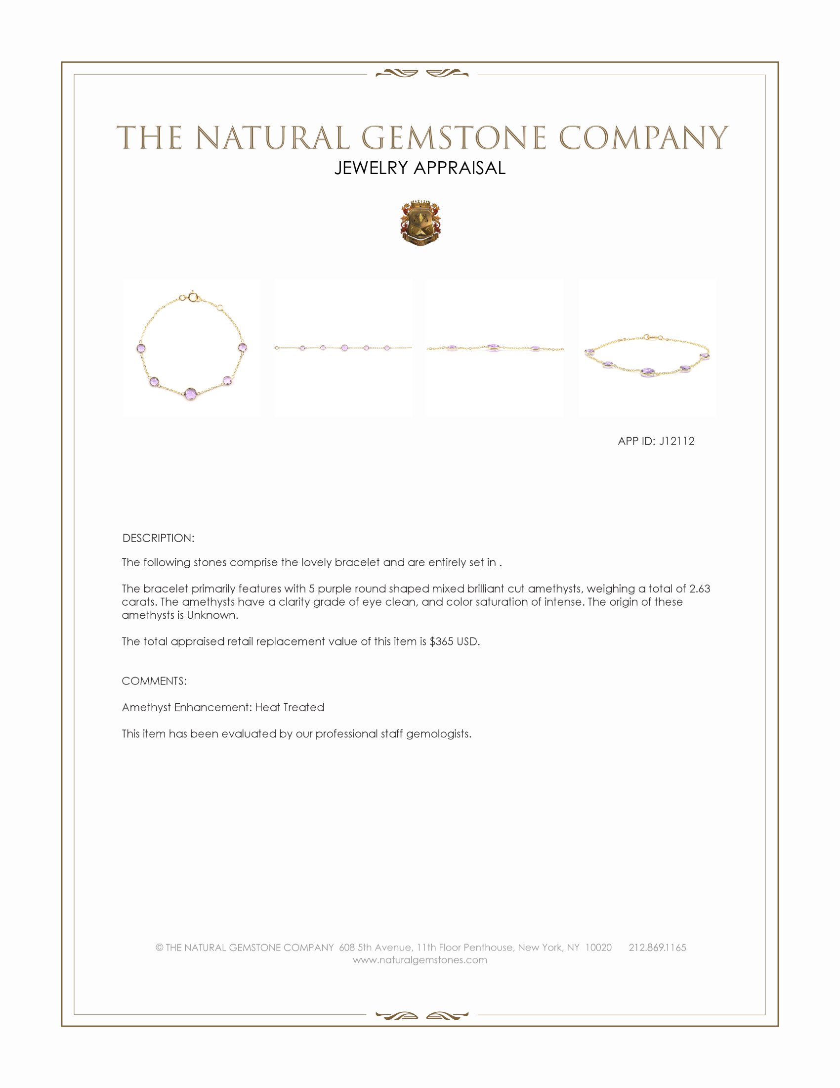 2.63 Ct.Tw. Purple Amethyst Bezel Bracelet, 10K Yellow Gold