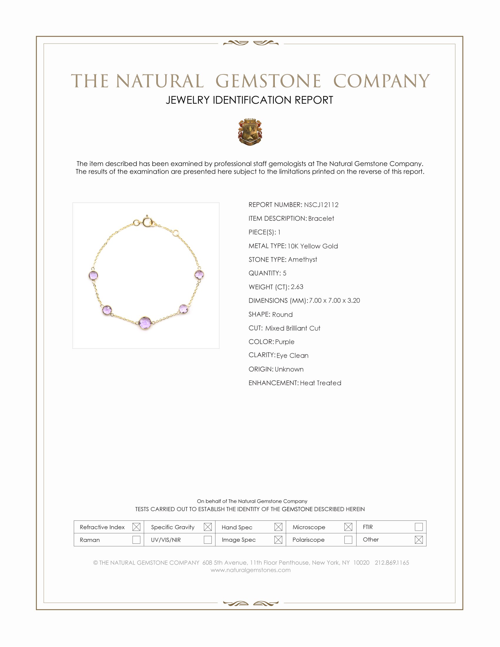 2.63 Ct.Tw. Purple Amethyst Bezel Bracelet, 10K Yellow Gold