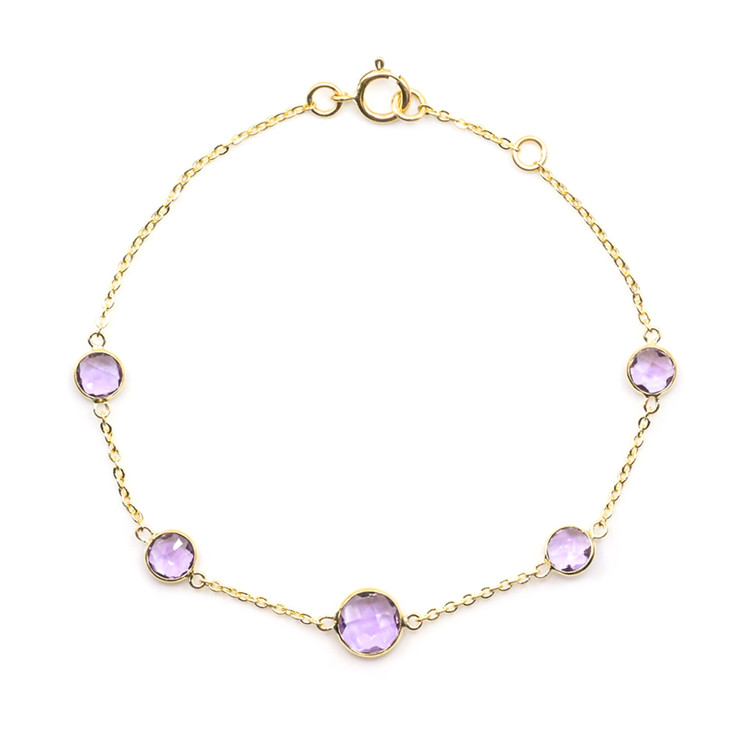 2.63 Ct.Tw. Purple Amethyst Bezel Bracelet, 10K Yellow Gold