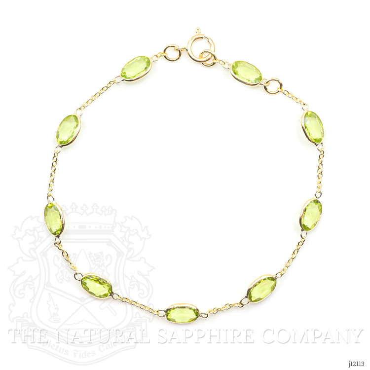 6.21 Ct.Tw. Yellowish Green Peridot Bezel Bracelet, 10K Yellow Gold