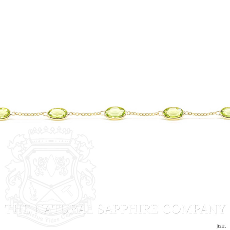 6.21 Ct.Tw. Yellowish Green Peridot Bezel Bracelet, 10K Yellow Gold