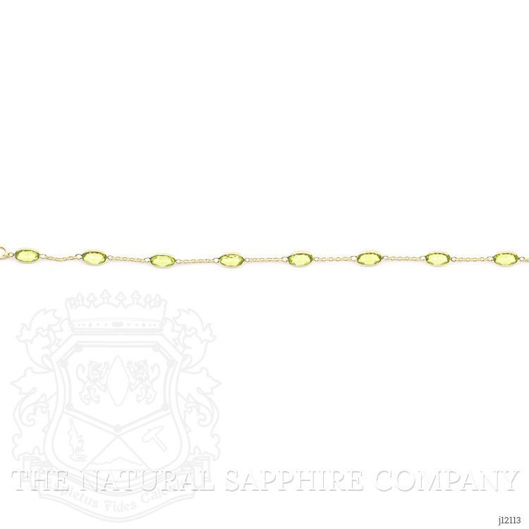 6.21 Ct.Tw. Yellowish Green Peridot Bezel Bracelet, 10K Yellow Gold
