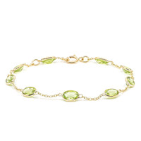 6.21&nbsp;Ct.Tw.Total Carat Weight Yellowish Green Peridot Bezel Bracelet, 10K Yellow Gold Image