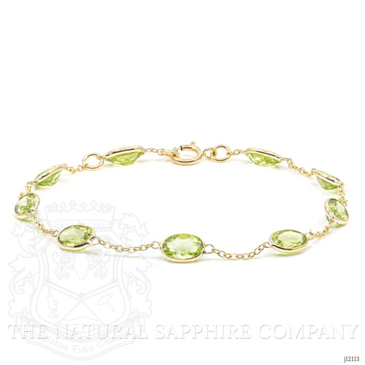 6.21 Ct.Tw. Yellowish Green Peridot Bezel Bracelet, 10K Yellow Gold