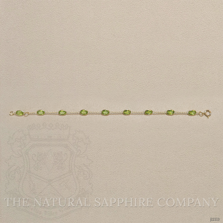 6.21 Ct.Tw. Yellowish Green Peridot Bezel Bracelet, 10K Yellow Gold