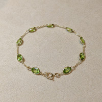 6.21 Ct.Tw.Total Carat Weight Yellowish Green Peridot Bezel Bracelet, 10K Yellow Gold Life Style
