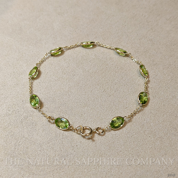 6.21 Ct.Tw. Yellowish Green Peridot Bezel Bracelet, 10K Yellow Gold