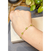 6.21 Ct.Tw.Total Carat Weight Yellowish Green Peridot Bezel Bracelet, 10K Yellow Gold Life Style