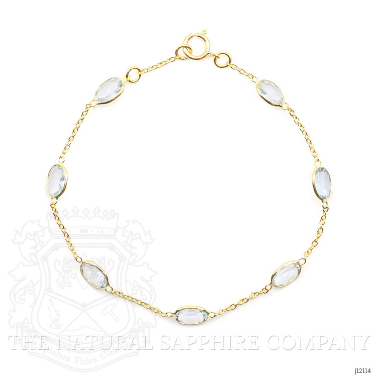 4.12 Ct.Tw. Blue Aquamarine Bezel Bracelet, 10K Yellow Gold
