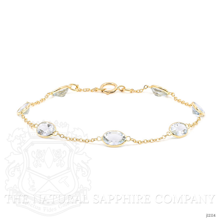 4.12 Ct.Tw. Blue Aquamarine Bezel Bracelet, 10K Yellow Gold