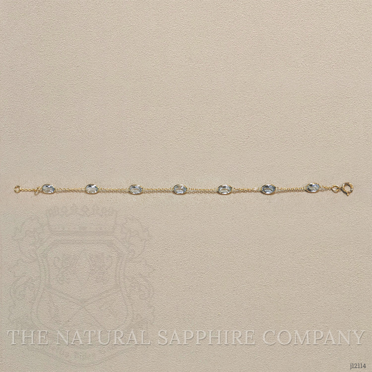 4.12 Ct.Tw. Blue Aquamarine Bezel Bracelet, 10K Yellow Gold