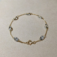 4.12 Ct.Tw.Total Carat Weight Blue Aquamarine Bezel Bracelet, 10K Yellow Gold Life Style
