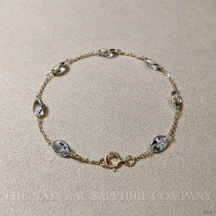 4.12 Ct.Tw. Blue Aquamarine Bezel Bracelet, 10K Yellow Gold