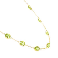 19.60 Ct. Yellowish Green Peridot Bezel Necklace, 18K Yellow Gold Image