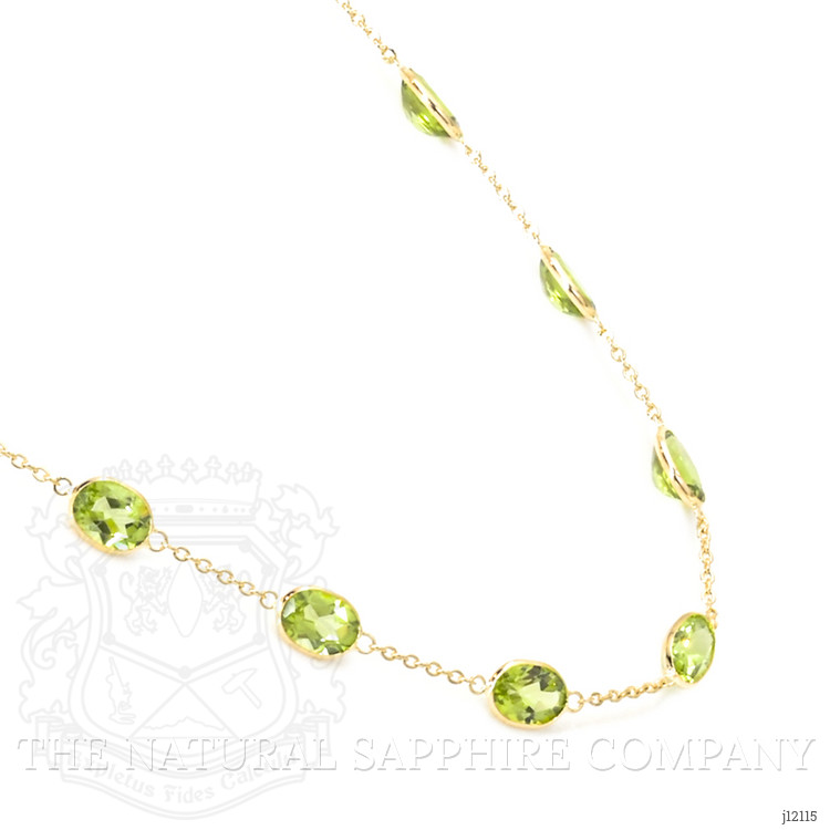 19.60 Ct. Yellowish Green Peridot Bezel Necklace, 18K Yellow Gold