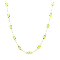 19.60 Ct. Yellowish Green Peridot Bezel Necklace, 18K Yellow Gold Image