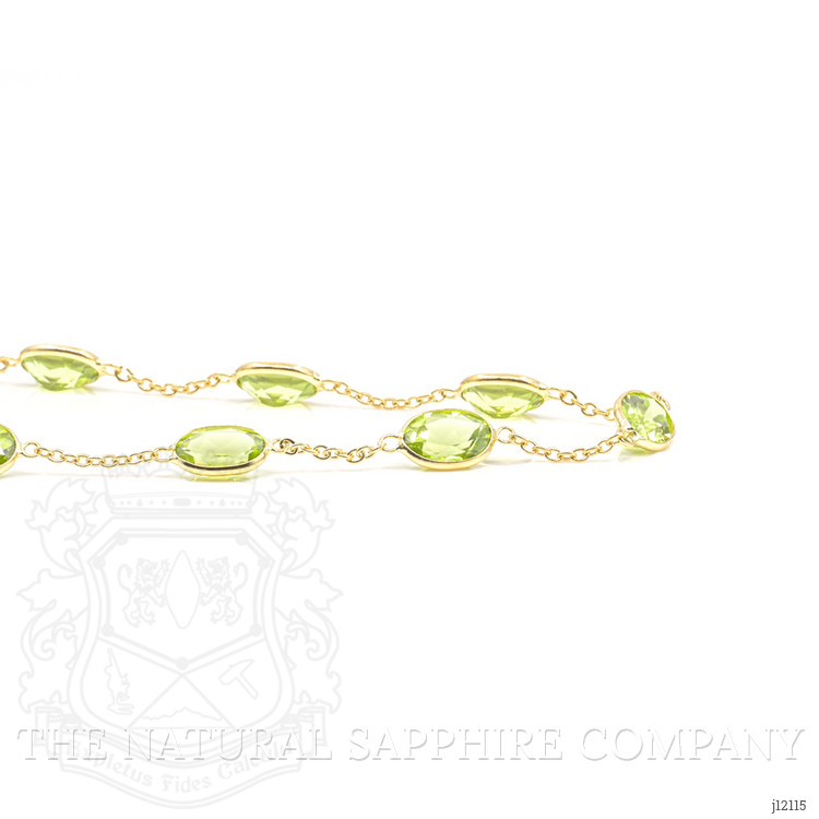 19.60 Ct. Yellowish Green Peridot Bezel Necklace, 18K Yellow Gold