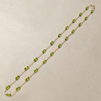 19.60 Ct. Yellowish Green Peridot Bezel Necklace, 18K Yellow Gold Life Style