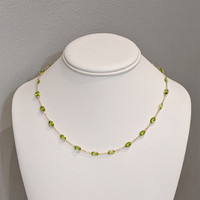 19.60 Ct. Yellowish Green Peridot Bezel Necklace, 18K Yellow Gold Life Style
