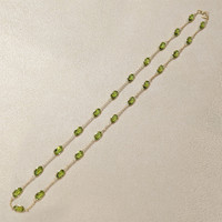 19.60 Ct. Yellowish Green Peridot Bezel Necklace, 18K Yellow Gold Life Style