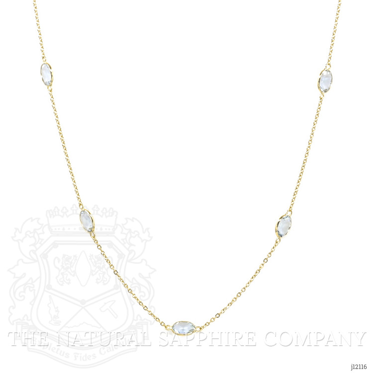 5.30 Ct. Blue Aquamarine Bezel Necklace, 18K Yellow Gold