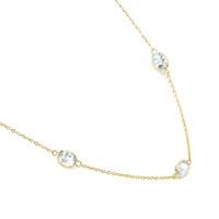 5.30 Ct. Blue Aquamarine Bezel Necklace, 18K Yellow Gold Image