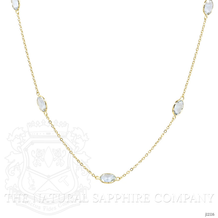5.30 Ct. Blue Aquamarine Bezel Necklace, 18K Yellow Gold