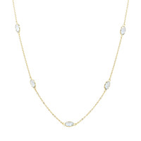5.30 Ct. Blue Aquamarine Bezel Necklace, 18K Yellow Gold Image