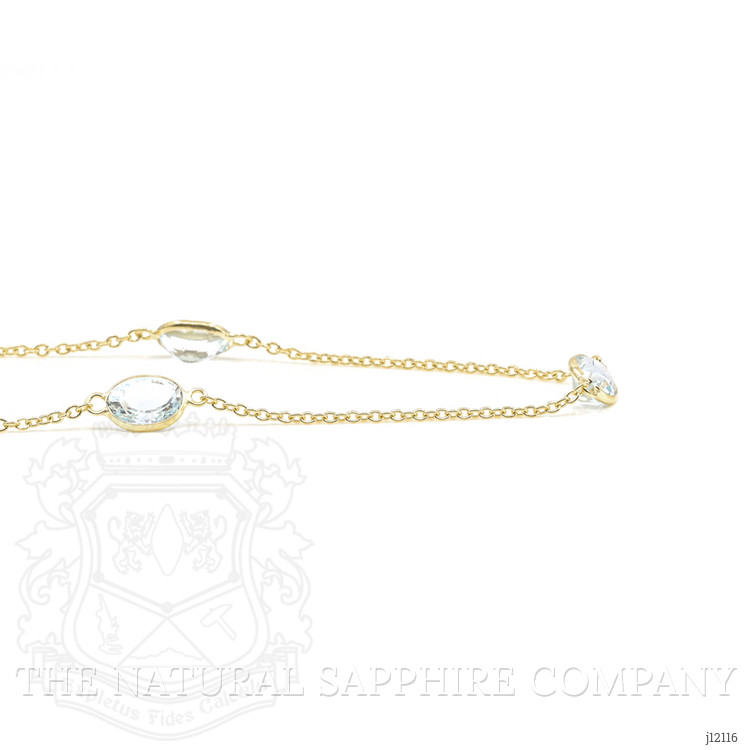 5.30 Ct. Blue Aquamarine Bezel Necklace, 18K Yellow Gold