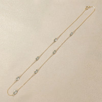 5.30 Ct. Blue Aquamarine Bezel Necklace, 18K Yellow Gold Life Style
