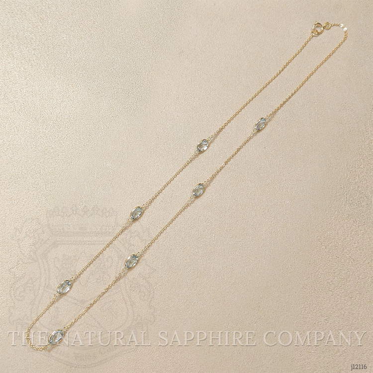 5.30 Ct. Blue Aquamarine Bezel Necklace, 18K Yellow Gold