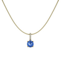 0.80 Ct. Blue Sapphire and Natural Diamond Pave Pendant, 14K Yellow Gold Image