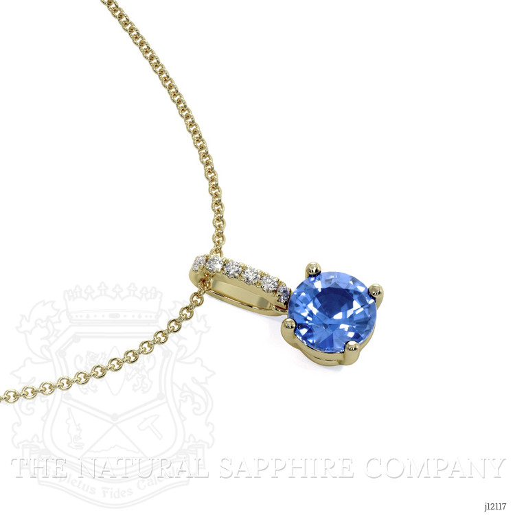 0.80 Ct. Blue Sapphire and Natural Diamond Pave Pendant, 14K Yellow Gold