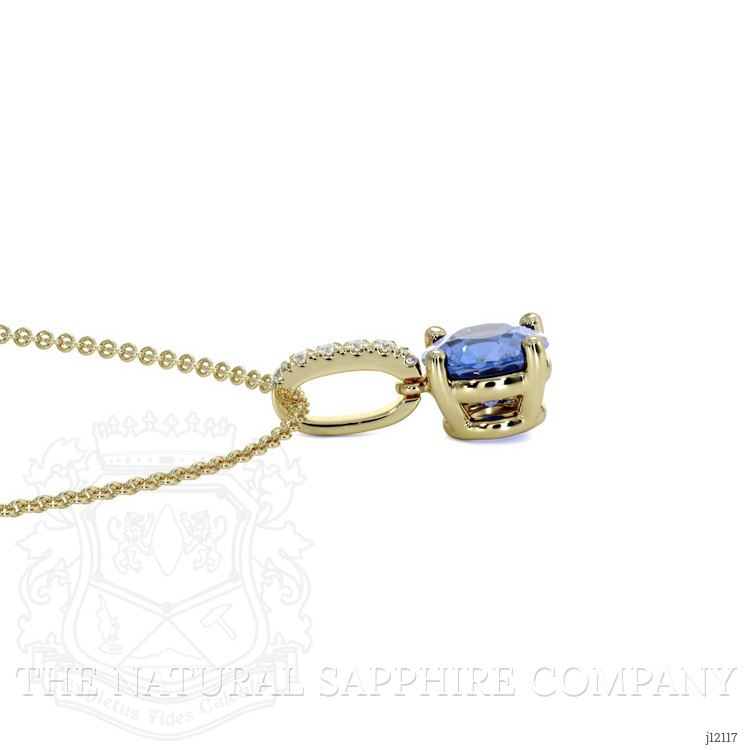 0.80 Ct. Blue Sapphire and Natural Diamond Pave Pendant, 14K Yellow Gold