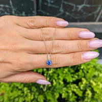 0.80 Ct. Blue Sapphire and Natural Diamond Pave Pendant, 14K Yellow Gold Life Style