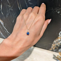 0.80 Ct. Blue Sapphire and Natural Diamond Pave Pendant, 14K Yellow Gold Life Style