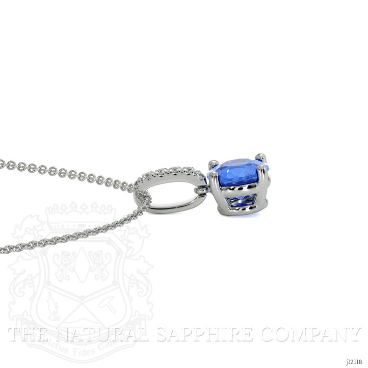 0.80 Ct. Blue Sapphire and Natural Diamond Pave Pendant, 14K White Gold
