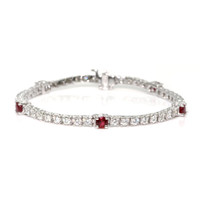 1.50&nbsp;Ct.Tw.Total Carat Weight Ruby and Natural Diamond Pave Bracelet, 14K White Gold Video